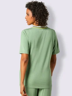 T-shirt en modal avec col en V et rayures sportives
