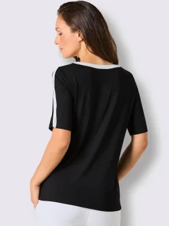 T-shirt en modal à col V et manches mi-longues