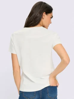 T-shirt en pur coton à encolure ronde avec inscription et manches courtes