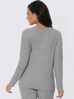 T-shirt en tricot fin col en V mancherons décontractés
