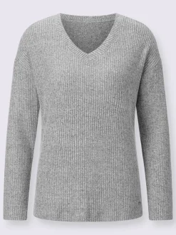T-shirt en tricot fin col en V mancherons décontractés