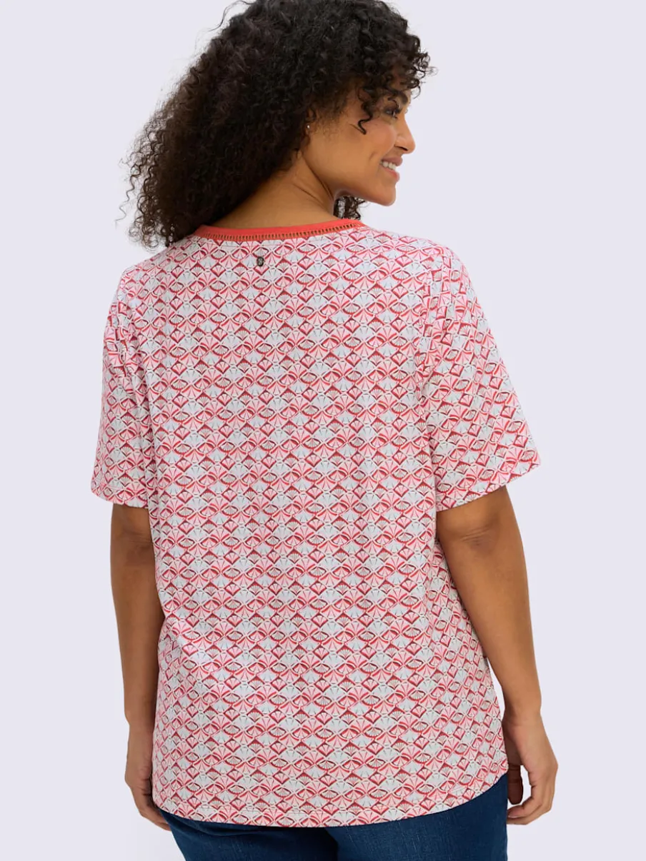 T-shirt en v avec dentelle ajourée