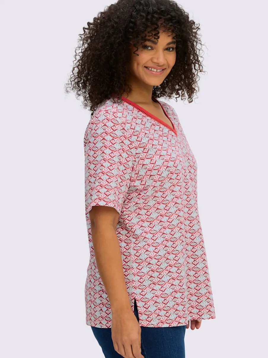T-shirt en v avec dentelle ajourée