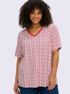 T-shirt en v avec dentelle ajourée