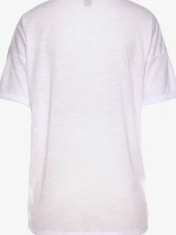 T-shirt en V avec imprimé LOVE et mancherons courts