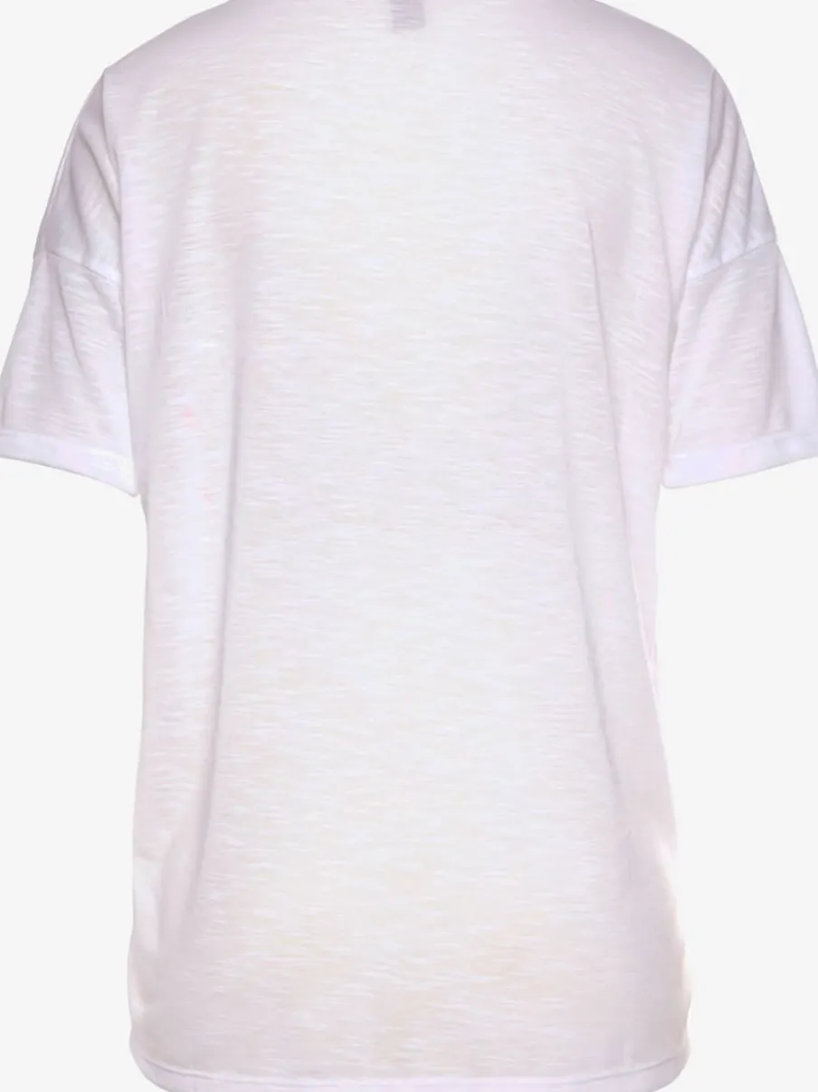 T-shirt en V avec imprimé LOVE et mancherons courts