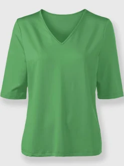 T-shirt en V doux en tactel respirant et durable