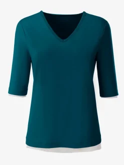 T-shirt en V doux en tactel respirant et durable