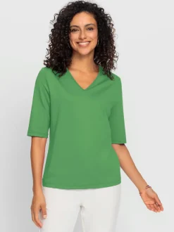 T-shirt en V doux en tactel respirant et durable