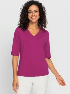 T-shirt en V doux en tactel respirant et durable