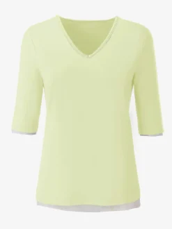 T-shirt en V doux en tactel respirant et durable