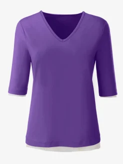 T-shirt en V doux en tactel respirant et durable