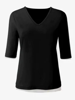 T-shirt en V doux en tactel respirant et durable