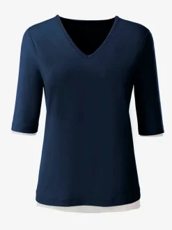 T-shirt en V doux en tactel respirant et durable
