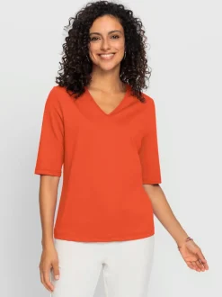 T-shirt en V doux en tactel respirant et durable