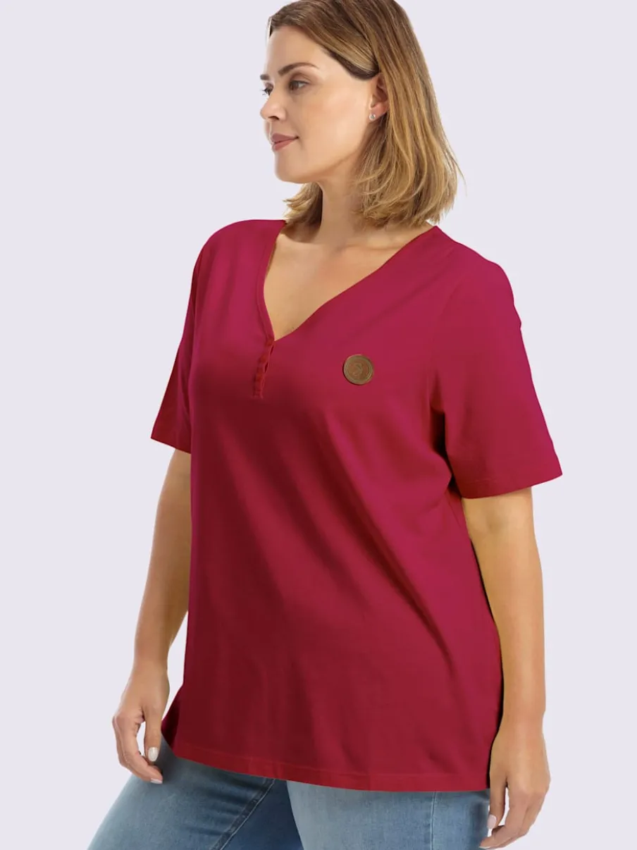 T-shirt en v encolure en v à boutons