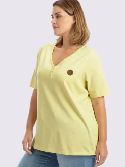 T-shirt en v encolure en v à boutons