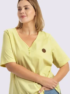 T-shirt en v encolure en v à boutons