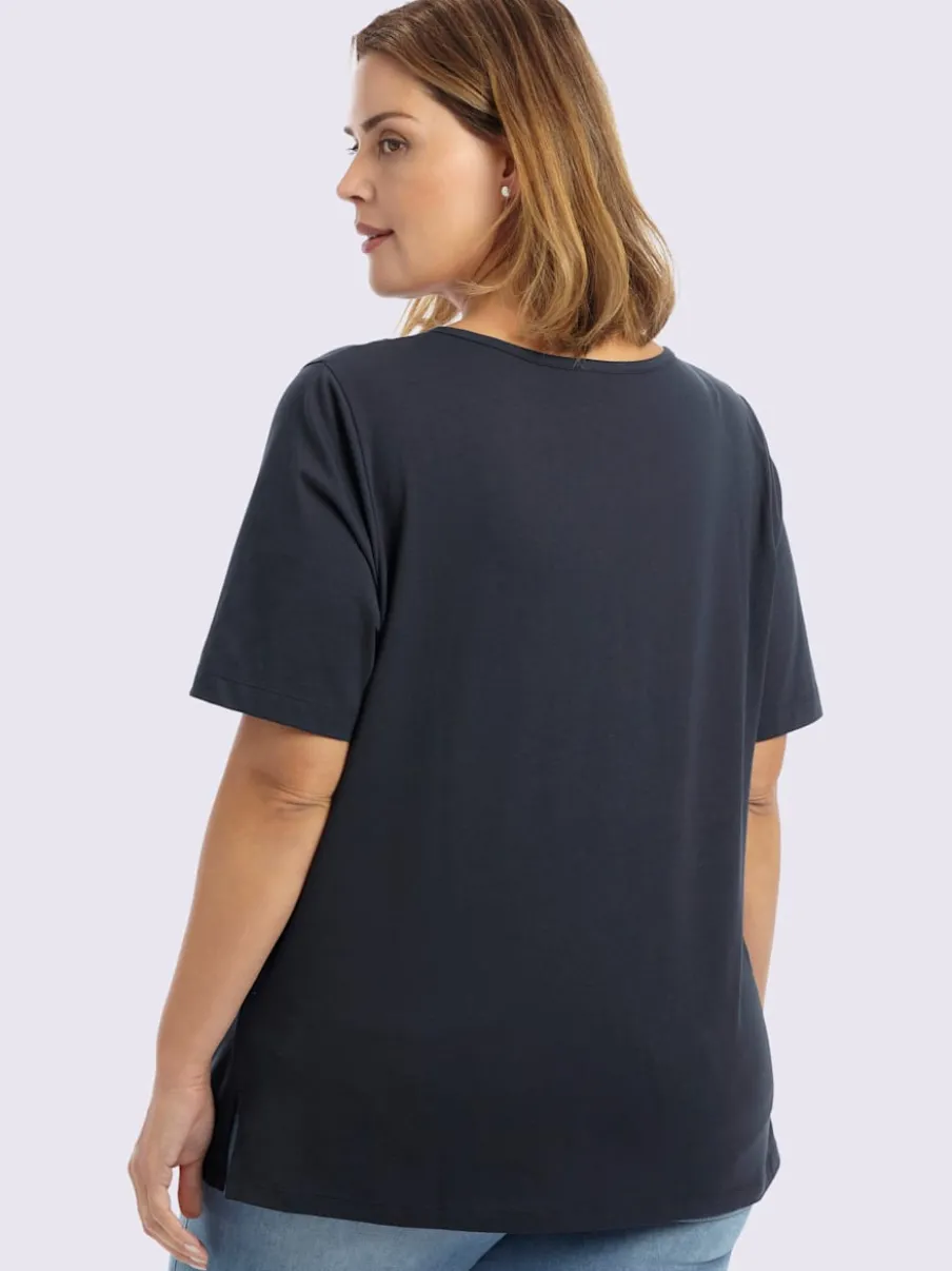 T-shirt en v encolure en v à boutons