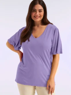 T-shirt en v manches chauve-souris affinantes
