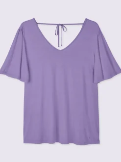 T-shirt en v manches chauve-souris affinantes