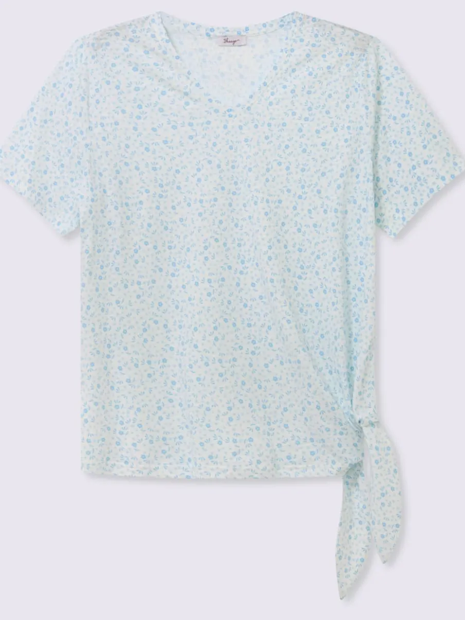 T-shirt en v ourlet à nouer