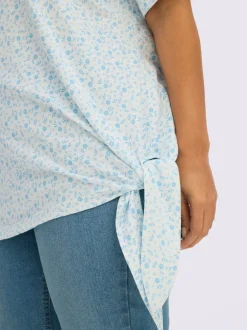 T-shirt en v ourlet à nouer