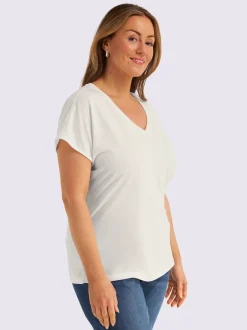 T-shirt en v petites pierres brillantes fantaisie