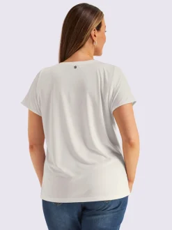 T-shirt en v petites pierres brillantes fantaisie