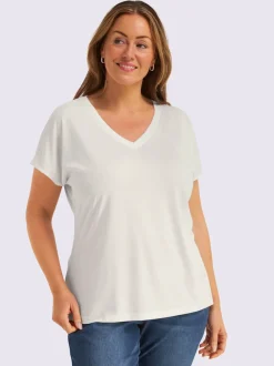 T-shirt en v petites pierres brillantes fantaisie