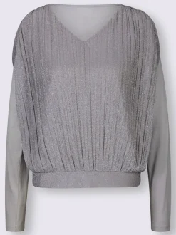 T-shirt en v plissé avec manches longues lumineuses