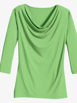 T-shirt femme avec col bénitier et manches 3/4 fluide