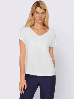 T-shirt fluide à col V et manches courtes élégantes