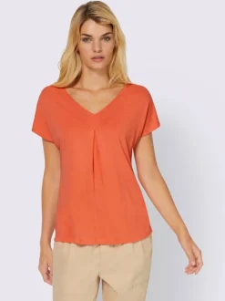 T-shirt fluide à col V et manches courtes élégantes
