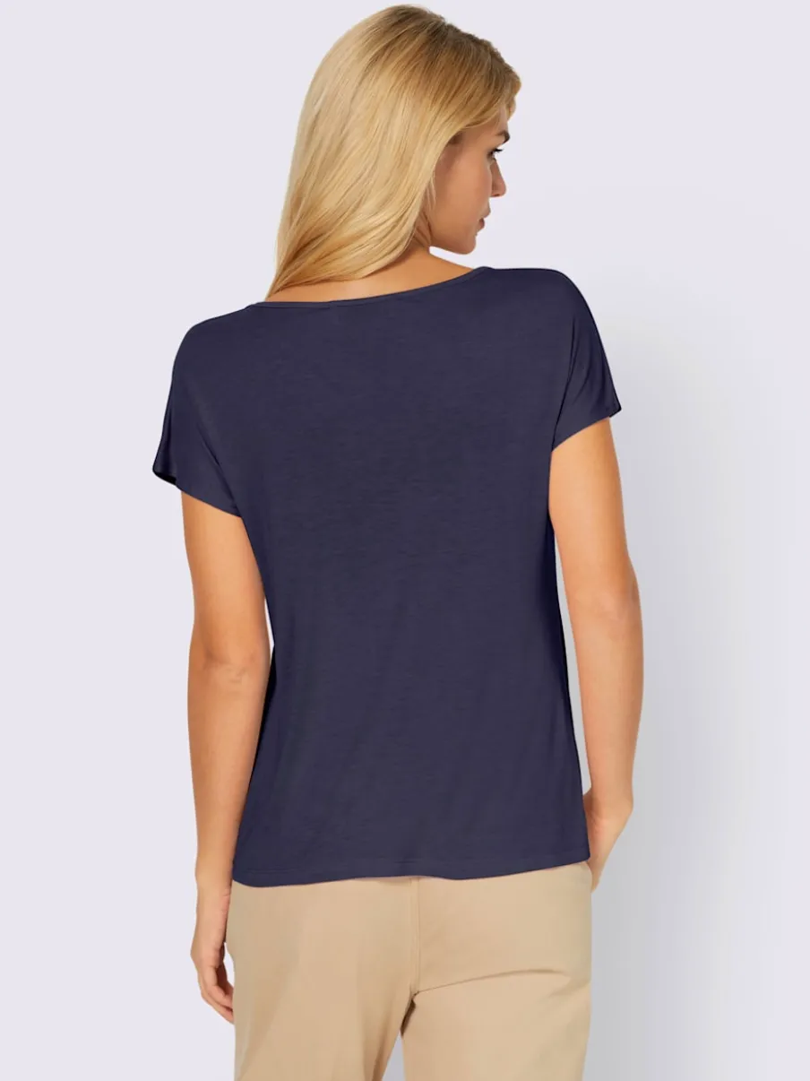 T-shirt fluide à col V et manches courtes élégantes