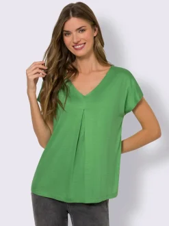 T-shirt fluide à col V et manches courtes élégantes