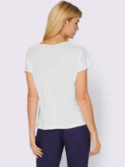T-shirt fluide à col V et manches courtes élégantes