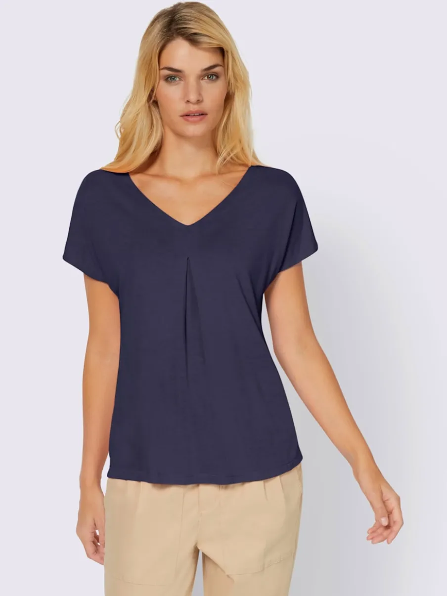 T-shirt fluide à col V et manches courtes élégantes