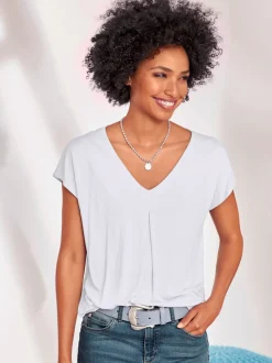 T-shirt fluide à col V et manches courtes élégantes