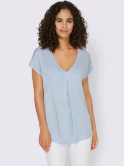 T-shirt fluide à col V et manches courtes élégantes