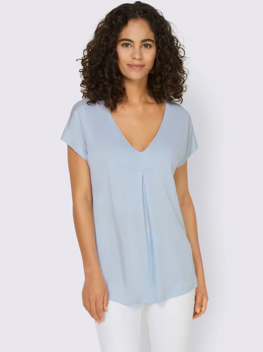T-shirt fluide à col V et manches courtes élégantes