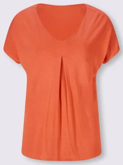 T-shirt fluide à col V et manches courtes élégantes