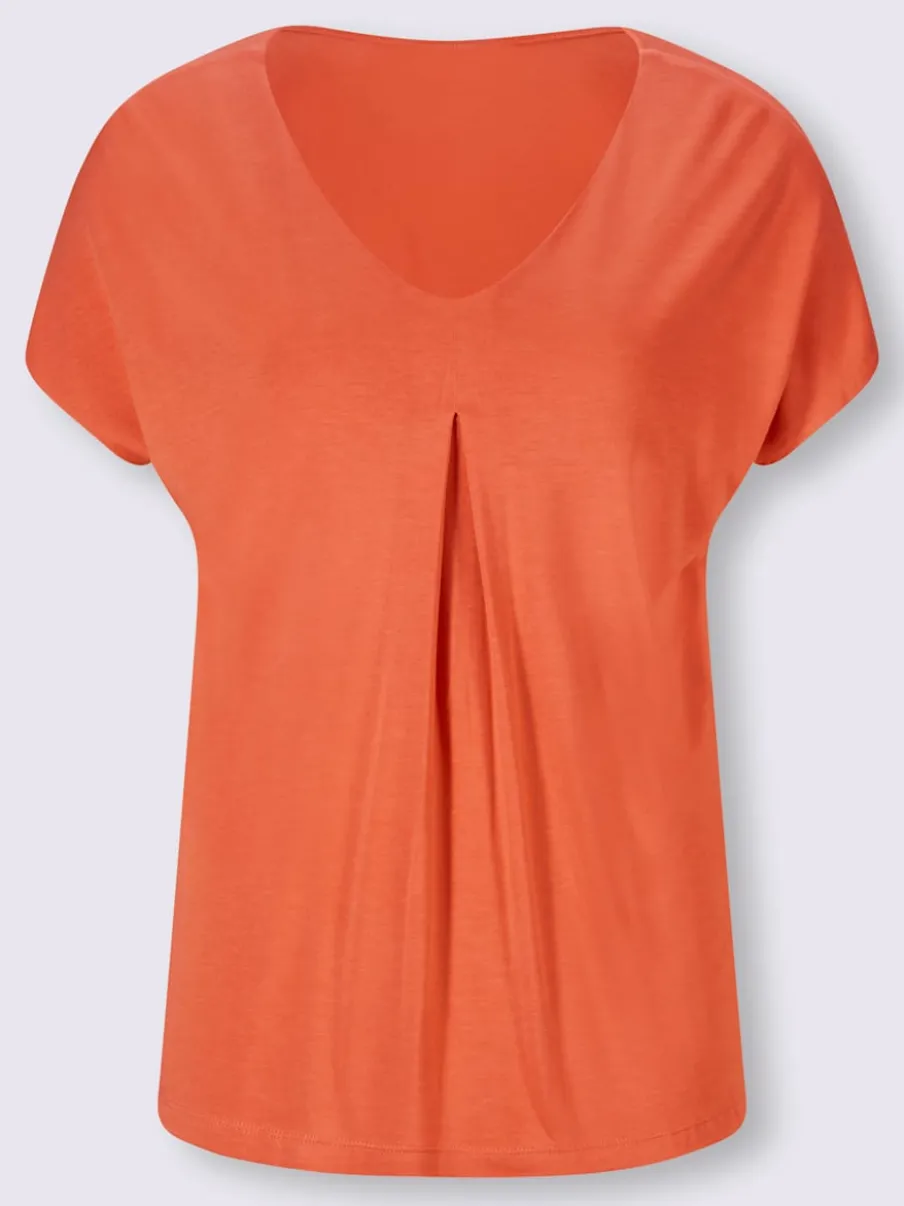 T-shirt fluide à col V et manches courtes élégantes