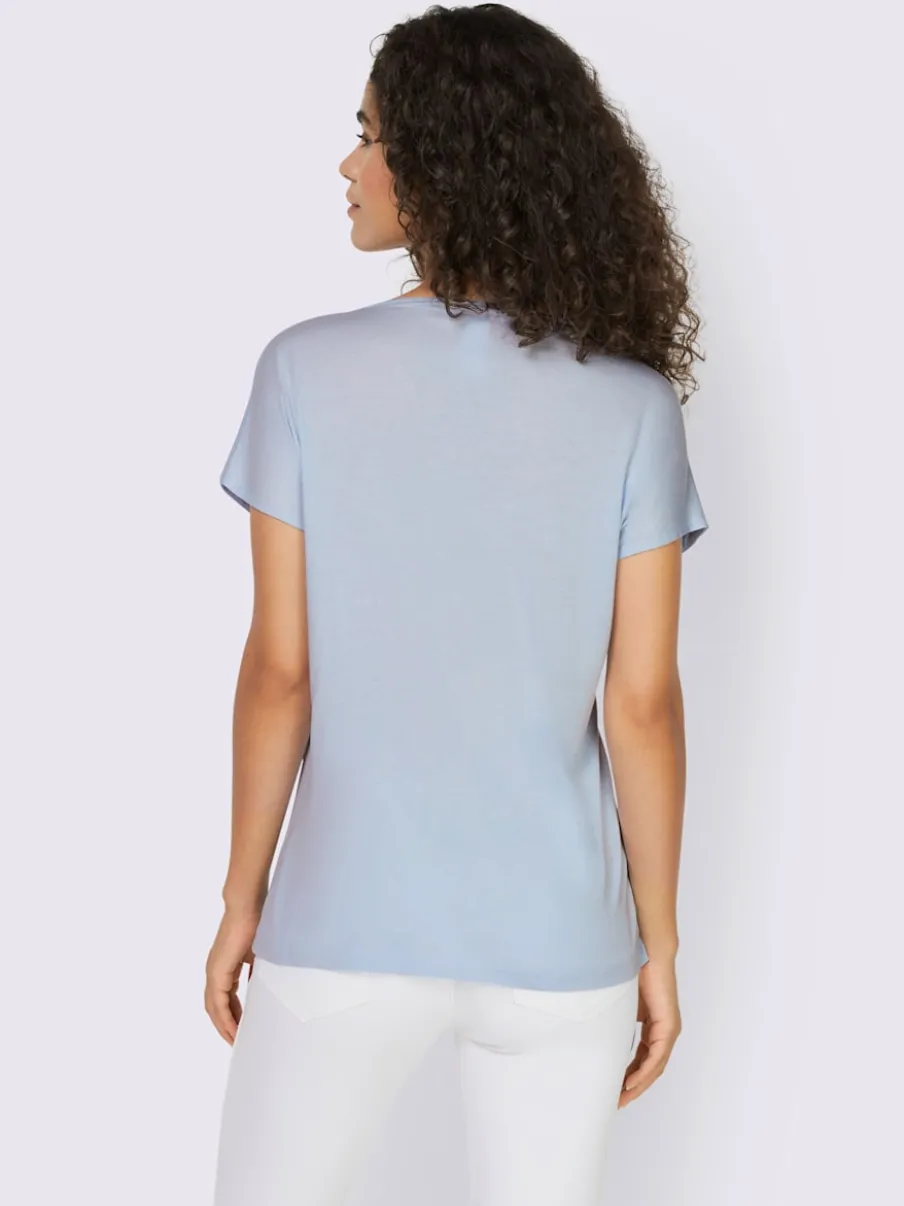 T-shirt fluide à col V et manches courtes élégantes