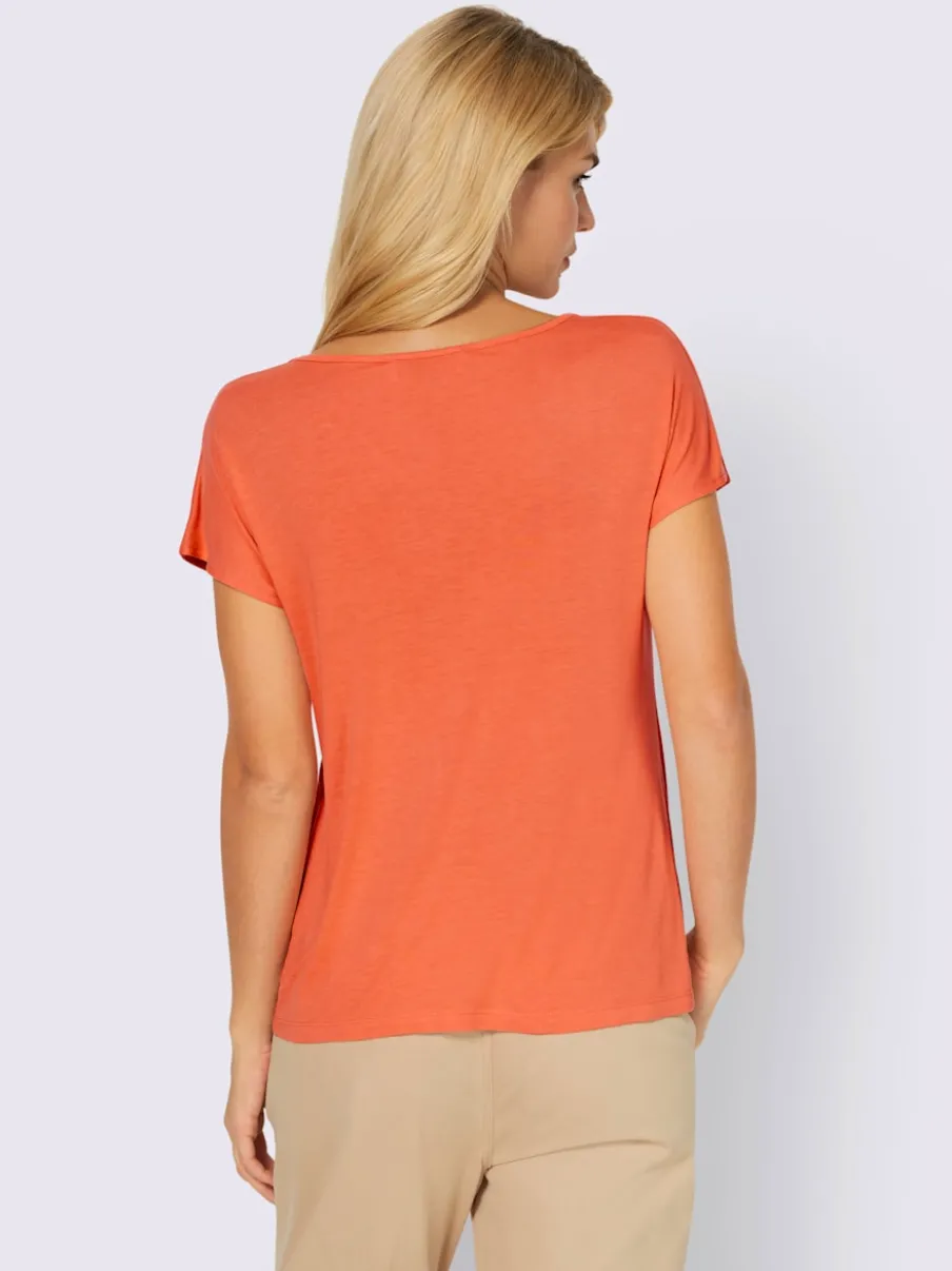 T-shirt fluide à col V et manches courtes élégantes
