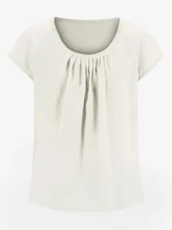 T-shirt fluide à encolure ronde avec manches courtes et plis