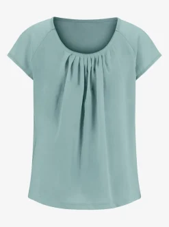 T-shirt fluide à encolure ronde avec manches courtes et plis