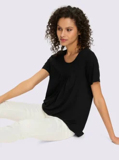T-shirt fluide en viscose douce à col rond et manches courtes