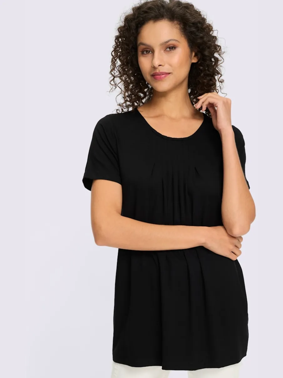 T-shirt fluide en viscose douce à col rond et manches courtes