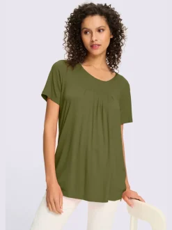 T-shirt fluide en viscose douce à col rond et manches courtes